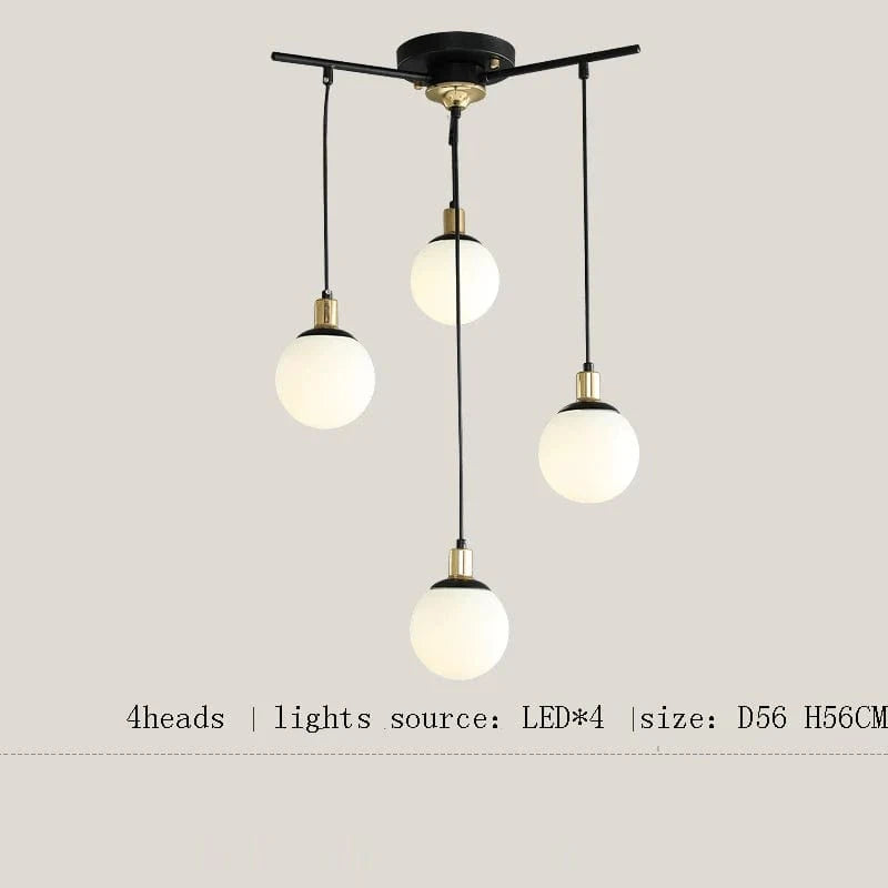 Lustre Nordique en Verre Dépoli SANDYHA Soffitto - Suspension de Style Moderne pour Salon Moléculaire | Marco Lucetti 4 boules de verre / Lumière chaude