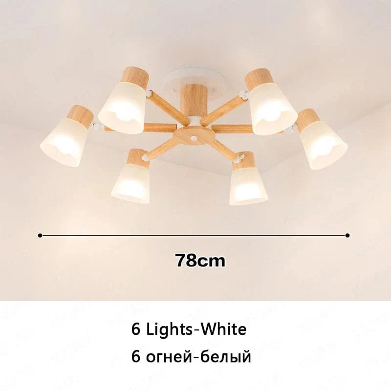 Lustre Nordique en Verre et Bois - Collection Scandinave | Marco Lucetti 6 lumières blanches / Pas d&#39;ampoule