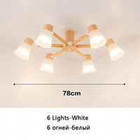 Lustre Nordique en Verre et Bois - Collection Scandinave | Marco Lucetti 6 lumières blanches / Pas d&#39;ampoule