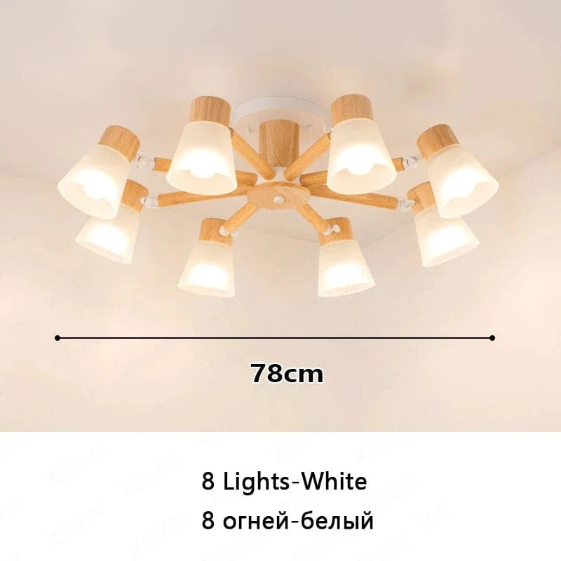 Lustre Nordique en Verre et Bois - Collection Scandinave | Marco Lucetti 8 lumières blanches / Pas d&#39;ampoule