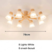 Lustre Nordique en Verre et Bois - Collection Scandinave | Marco Lucetti 8 lumières blanches / Pas d&#39;ampoule