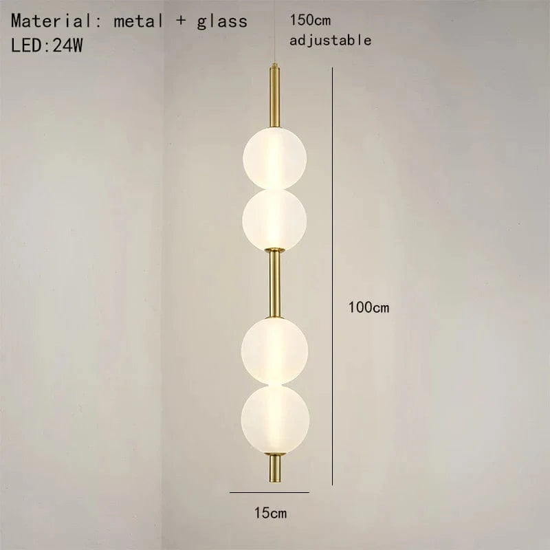 Lustre Nordique en Verre et Métal avec Cordon Réglable pour Diverses Utilisations | Marco Lucetti 100 cm / Lumière chaude 3000K