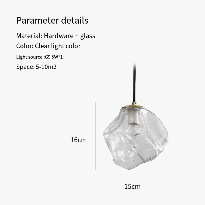 Lustre nordique en verre lave glace à la forme créative et rétro. | Marco Lucetti