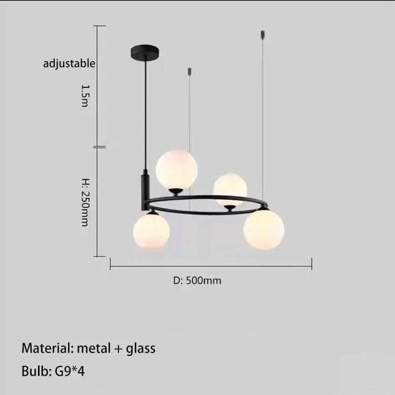 Lustre Nordique en Verre LED pour Décoration Maison - Collection Élégance Illuminée | Marco Lucetti 4 lumières-noir / Lumière neutre 4000K