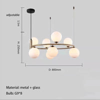 Lustre Nordique en Verre LED pour Décoration Maison - Collection Élégance Illuminée | Marco Lucetti 8 lumières-or / Blanc froid 6000K