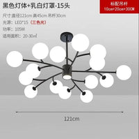 Lustre Nordique en Verre LED pour une Décoration de Cuisine Moderne | Marco Lucetti Noir 15 têtes / Lumière 3 couleurs