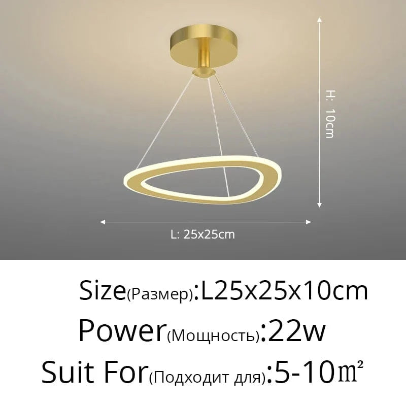Lustre Nordique Épuré pour Balcon Bar Restaurant LED | Marco Lucetti Style doré D / Blanc chaud
