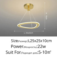 Lustre Nordique Épuré pour Balcon Bar Restaurant LED | Marco Lucetti Style doré D / Blanc chaud