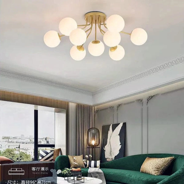 Lustre Nordique LED Blanc Lait pour Salon Chambre Boule de Verre | Marco Lucetti