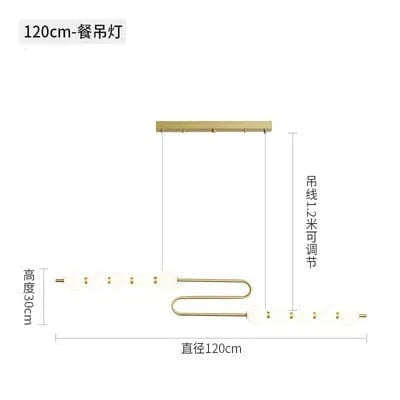 Lustre nordique LED "Cercle d'Or" pour Salle à Manger Salon Chambre | Marco Lucetti B longue 120cm / Blanc chaud 3000K