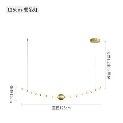 Lustre nordique LED "Cercle d'Or" pour Salle à Manger Salon Chambre | Marco Lucetti Longue 125cm / Blanc chaud 3000K