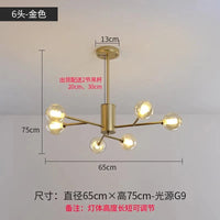 Lustre Nordique LED - Collection Boule de Verre Moléculaire | Marco Lucetti Doré 6 têtes