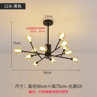 Lustre Nordique LED - Collection Boule de Verre Moléculaire | Marco Lucetti Noir 12 têtes