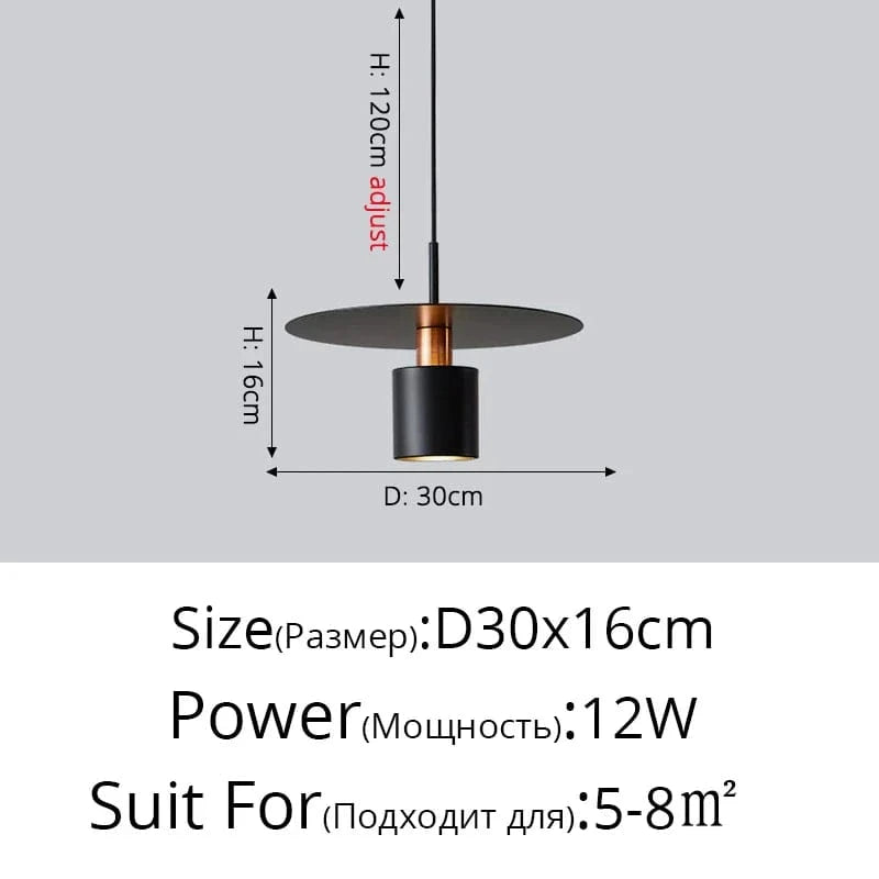 Lustre Nordique LED Créatif pour Restaurants et Centres Commerciaux | Marco Lucetti Noir D30x16cm 12W / Blanc froid