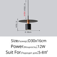 Lustre Nordique LED Créatif pour Restaurants et Centres Commerciaux | Marco Lucetti Noir D30x16cm 12W / Blanc froid