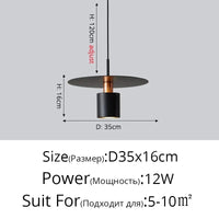 Lustre Nordique LED Créatif pour Restaurants et Centres Commerciaux | Marco Lucetti Noir D35x16cm 12W / Blanc froid