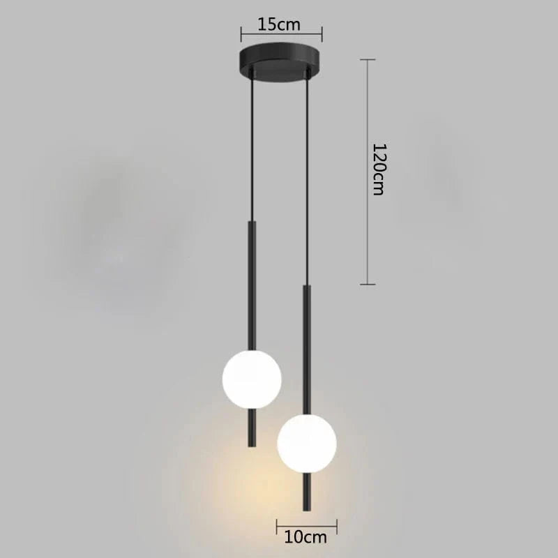 Lustre Nordique LED en Boule de Verre pour Chambre ou Restaurant | Marco Lucetti Double noir / Lumière chaude 3000K