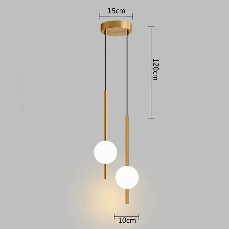 Lustre Nordique LED en Boule de Verre pour Chambre ou Restaurant | Marco Lucetti Double or / Lumière chaude 3000K