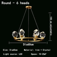 Lustre Nordique LED en Cristal pour Décoration Intérieure - Élégance Scandinave | Marco Lucetti 6 têtes-Dia0cm