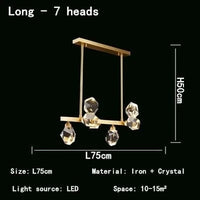 Lustre Nordique LED en Cristal pour Décoration Intérieure - Élégance Scandinave | Marco Lucetti 7 têtes-L75cm