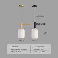 Lustre Nordique LED en Verre Suspendu pour Restaurant - Design Épuré | Marco Lucetti Blanc-13 / Tête noire / Pas d&#39;ampoule