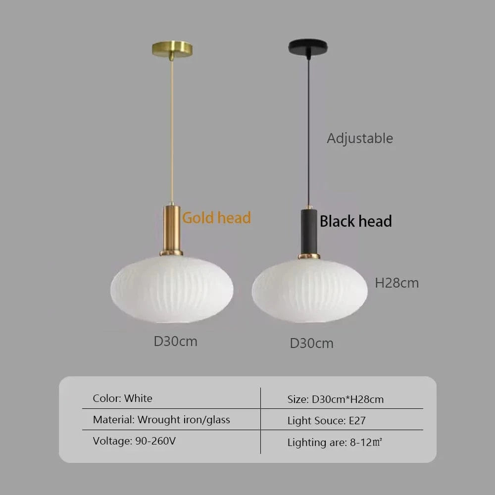 Lustre Nordique LED en Verre Suspendu pour Restaurant - Design Épuré | Marco Lucetti Blanc-30 / Tête noire / Pas d&#39;ampoule