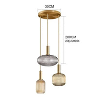 Lustre Nordique LED en Verre Suspendu pour Restaurant - Design Épuré | Marco Lucetti Cognac 3 têtes / Tête noire / Pas d&#39;ampoule
