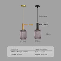 Lustre Nordique LED en Verre Suspendu pour Restaurant - Design Épuré | Marco Lucetti Gris fumée-13 / Tête noire / Blanc chaud