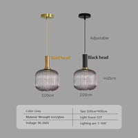 Lustre Nordique LED en Verre Suspendu pour Restaurant - Design Épuré | Marco Lucetti Gris fumée-20 / Tête noire / Blanc chaud