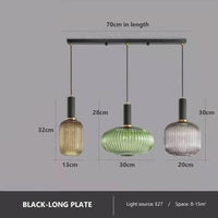 Lustre Nordique LED en Verre Suspendu pour Restaurant - Design Épuré | Marco Lucetti LP 3 têtes / Tête noire / Pas d&#39;ampoule