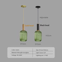 Lustre Nordique LED en Verre Suspendu pour Restaurant - Design Épuré | Marco Lucetti Vert-13 / Tête noire / Blanc chaud