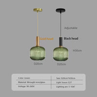 Lustre Nordique LED en Verre Suspendu pour Restaurant - Design Épuré | Marco Lucetti Vert-20 / Tête noire / Pas d&#39;ampoule