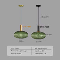 Lustre Nordique LED en Verre Suspendu pour Restaurant - Design Épuré | Marco Lucetti Vert-30 / Tête noire / Blanc chaud