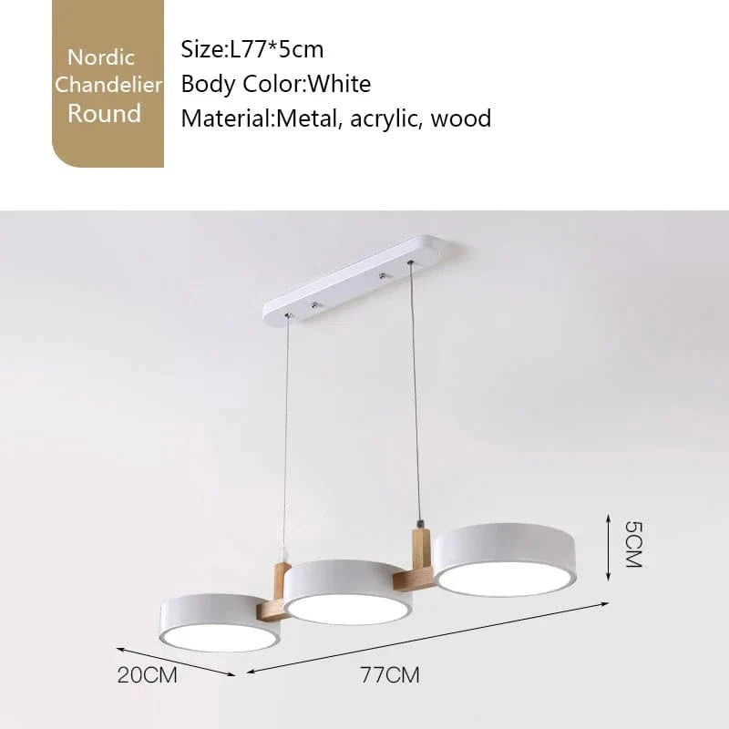 Lustre Nordique LED Moderne en Bois et Métal | Élégance Scandinave | Marco Lucetti Blanc / 30-36W / Blanc neutre | CHINE
