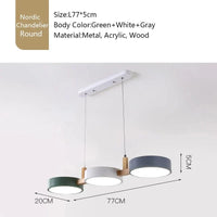 Lustre Nordique LED Moderne en Bois et Métal | Élégance Scandinave | Marco Lucetti Gris blanc Vert / 30-36W / Blanc neutre | CHINE