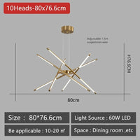 Lustre Nordique LED pour Maison et Loft - Luminaire Suspendu Moderne en Noir et Or | Marco Lucetti 10Têtes-80x76.6cm / Noir x Or / Luminosité variable