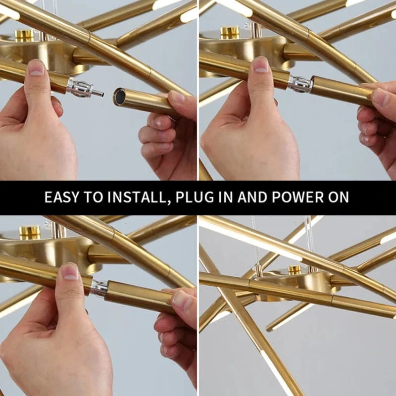 Lustre Nordique LED pour Maison et Loft - Luminaire Suspendu Moderne en Noir et Or | Marco Lucetti