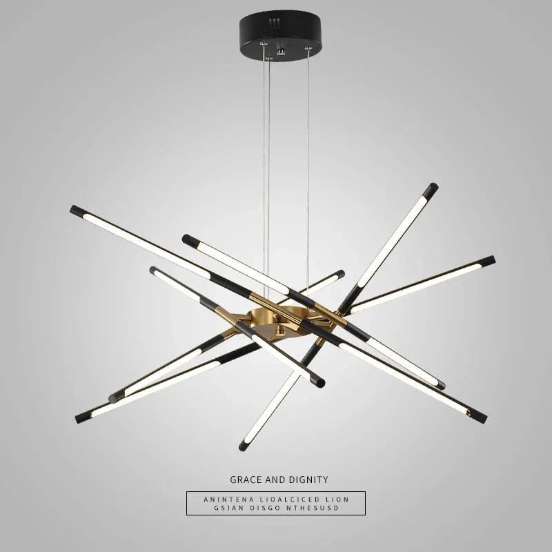 Lustre Nordique LED pour Maison et Loft - Luminaire Suspendu Moderne en Noir et Or | Marco Lucetti 60x6x9cm / Noir x Or / Blanc froid