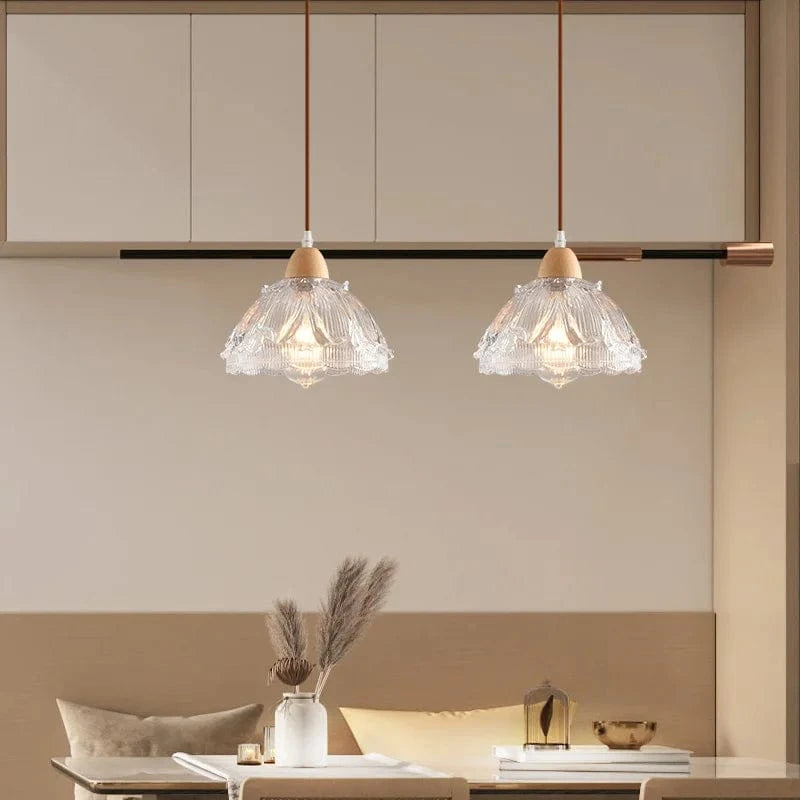 Lustre Nordique LED Suspendu Moderne en Bois et Verre - Collection Scandinave | Marco Lucetti