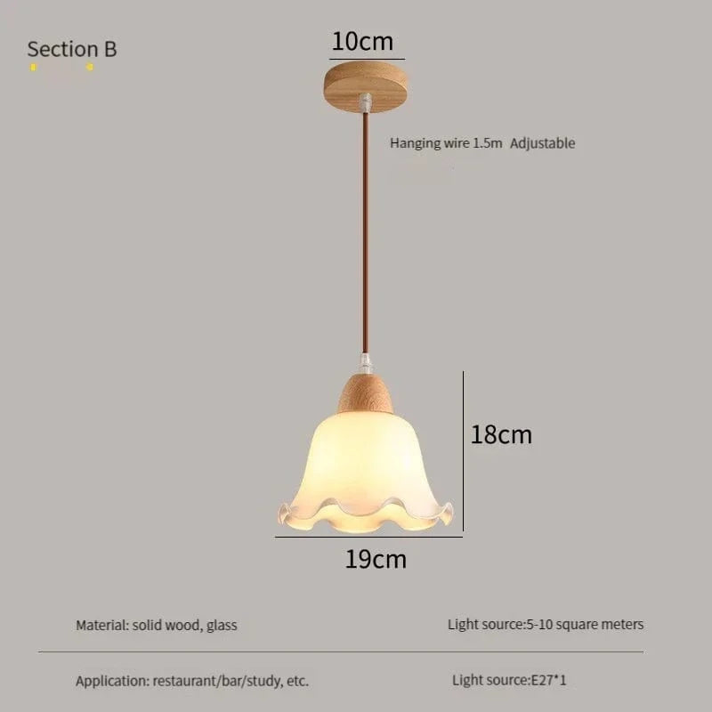 Lustre Nordique LED Suspendu Moderne en Bois et Verre - Collection Scandinave | Marco Lucetti B / 12W (Max100W) / Blanc chaud