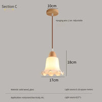 Lustre Nordique LED Suspendu Moderne en Bois et Verre - Collection Scandinave | Marco Lucetti C / 12W (Max100W) / Blanc chaud
