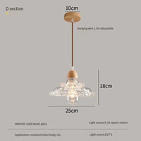 Lustre Nordique LED Suspendu Moderne en Bois et Verre - Collection Scandinave | Marco Lucetti D / 12W (Max100W) / Blanc chaud