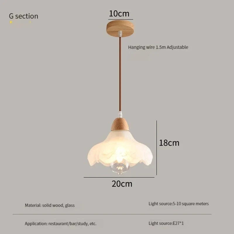 Lustre Nordique LED Suspendu Moderne en Bois et Verre - Collection Scandinave | Marco Lucetti G / 12W (Max100W) / Blanc chaud