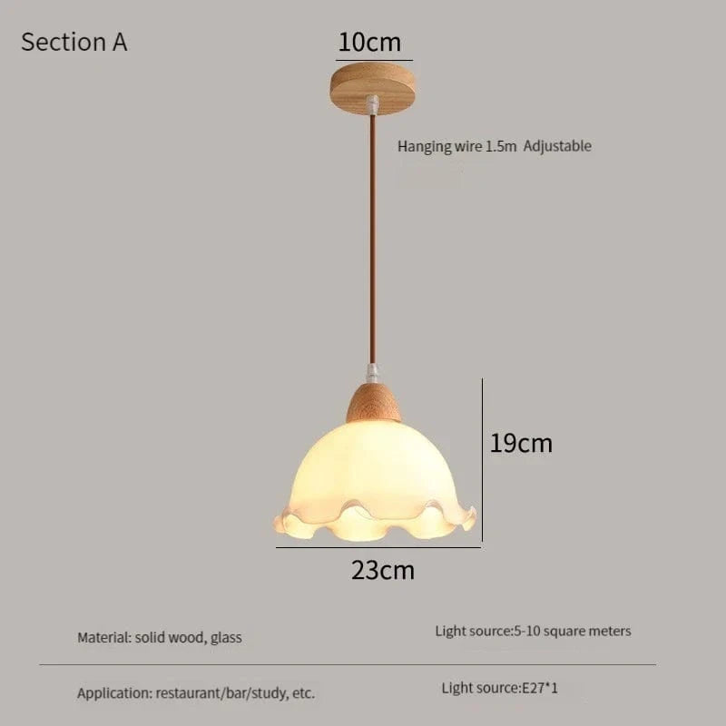 Lustre Nordique LED Suspendu Moderne en Bois et Verre - Collection Scandinave | Marco Lucetti UN / 12W (Max100W) / Blanc chaud