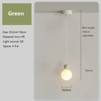 Lustre Nordique LED: Suspension Boule Blanche Lait - Luminaire | Marco Lucetti PL021 Vert / Lumière neutre