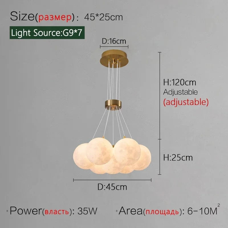 Lustre Nordique Lune Planète Design LED Décoration Maison | Marco Lucetti A7-PLA / Lumière blanche