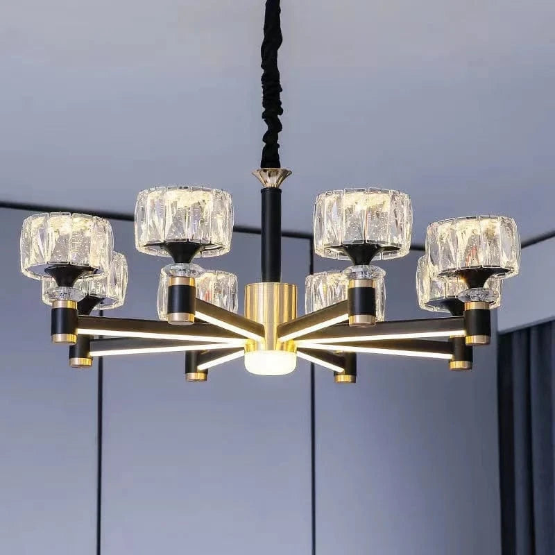 Lustre Nordique Luxe en Cristal Or et Noir | Marco Lucetti