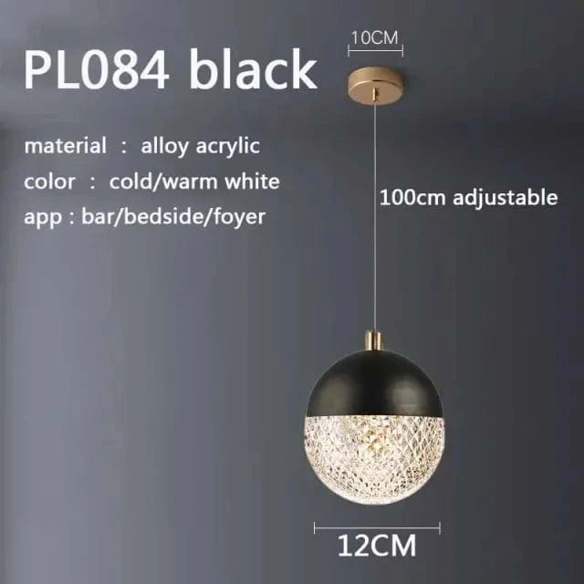 Lustre Nordique Luxe en Cristal pour Chambre Salon Chevet Foyer Hôtel Restaurant Bureau Escalier | Marco Lucetti PL084 Noir / Blanc froid