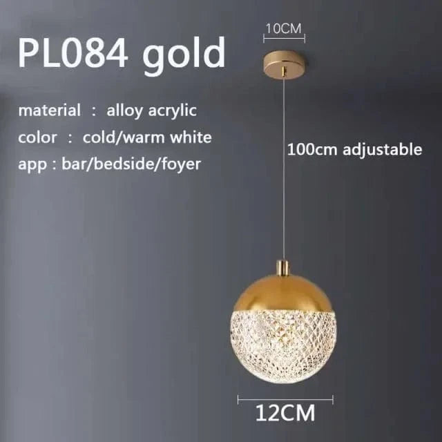 Lustre Nordique Luxe en Cristal pour Chambre Salon Chevet Foyer Hôtel Restaurant Bureau Escalier | Marco Lucetti PL084 Or / Blanc froid