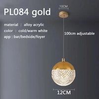 Lustre Nordique Luxe en Cristal pour Chambre Salon Chevet Foyer Hôtel Restaurant Bureau Escalier | Marco Lucetti PL084 Or / Blanc froid